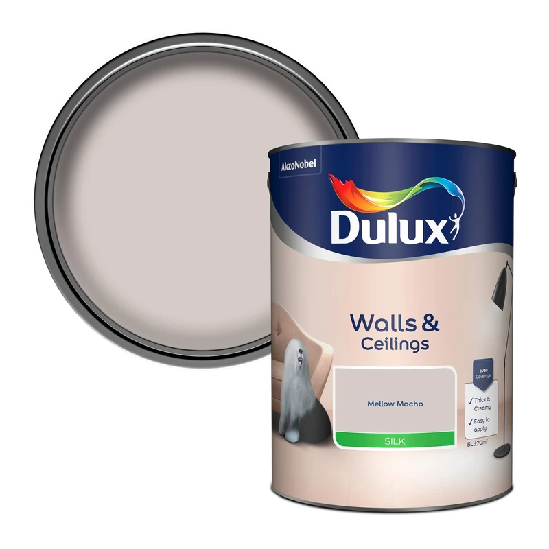 Dulux Silk Emulsion Paint For Walls And Ceilings - Mellow Mocha 5L