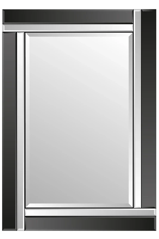 Alison Black Glass Framed Rectangle Bevelled Wall Mirror 48" x 32" Extra Large