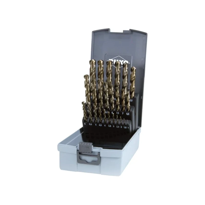 RUKO HSSE-Co 5 Twist Drill Bit Set in Plastic Case, DIN 338, Type VA, Gold Finish, 25 Pieces, R215215RO