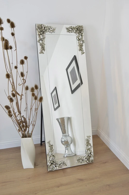Full length free standing venetian cheval mirror Silver Corners 5ft5 x 22" - Image 1