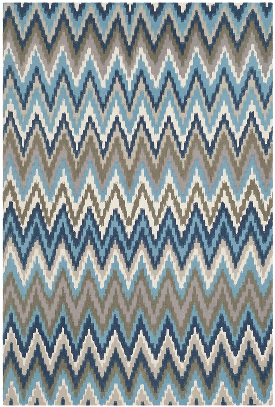 SAFAVIEH Whimsical Rug for Living Room, Dining Room, Bedroom - Cedar Brook Collection, Short Pile, in Teal and Blue, 152 X 244 cm