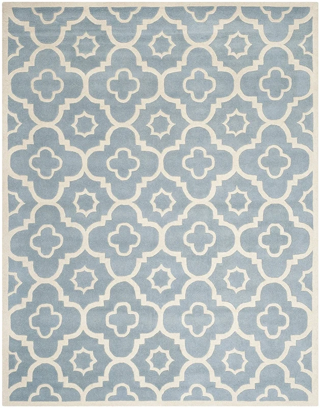 SAFAVIEH Contemporary Rug for Living Room, Dining Room, Bedroom - Chatham Collection, Short Pile, in Blue and Ivory, 122 X 183 cm