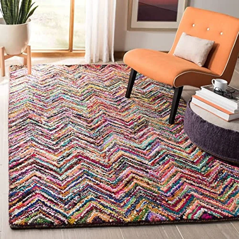 Safavieh Transitional Indoor Hand Tufted Rectangle Area Rug, Nantucket Collection, NAN311, in Multi, 152 X 244 cm for Living Room, Bedroom or Any Indoor Space