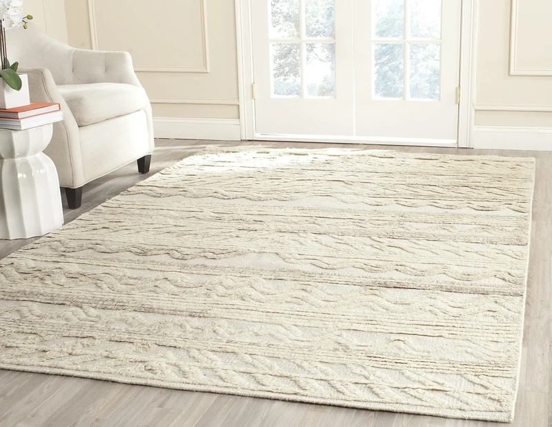 SAFAVIEH Moroccan Inspired Rug for Living Room, Dining Room, Bedroom - Kenya Collection, High Pile, in Ivory, 183 X 274 cm