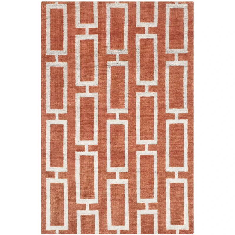 Safavieh Trendy Transitional Indoor Hand Knotted Rectangle Area Rug, Stonewash Collection, STW203, in Rust, 122 X 183 cm for Living Room, Bedroom or Any Indoor Space