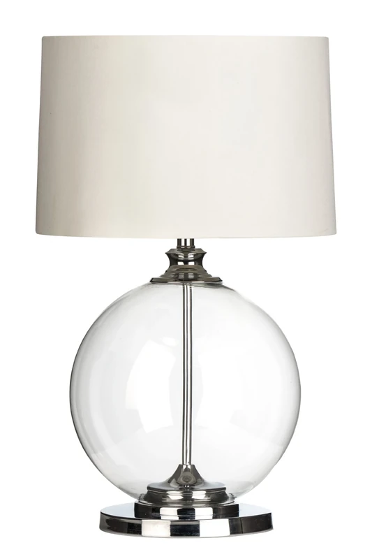 Premier Housewares B22 60 W Glass Table Lamp - 71.5 x 43 x 43 cm, Ivory
