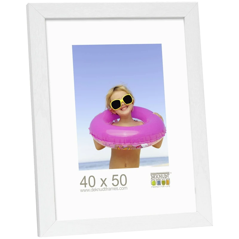 Deknudt Frames S44CF1-40.0X50.0 Basic Narrow Wood/MDF Photo Frame White 53.5 x 43.5 x 1.47 cm