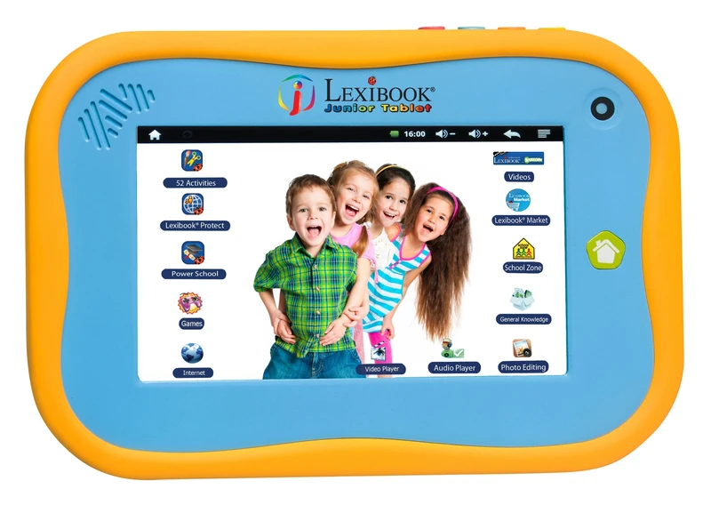 LEXIBOOK Junior Tablet - The Entertaining & Learning Android Tablet for Kids 3-6, sturdy design, front camera, educational and fun content – Blue/yellow – MFC280EN