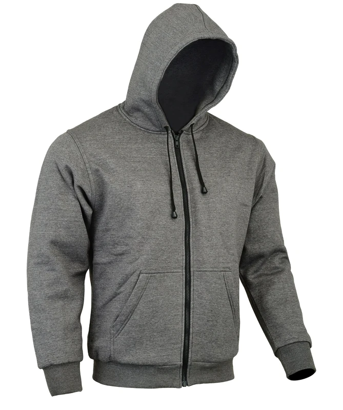 Bikers Gear CE Armoured 100% Full Kevlar Ultimate Protection Grey Hoodie Jacket Hoody Fleece (2XL = 48