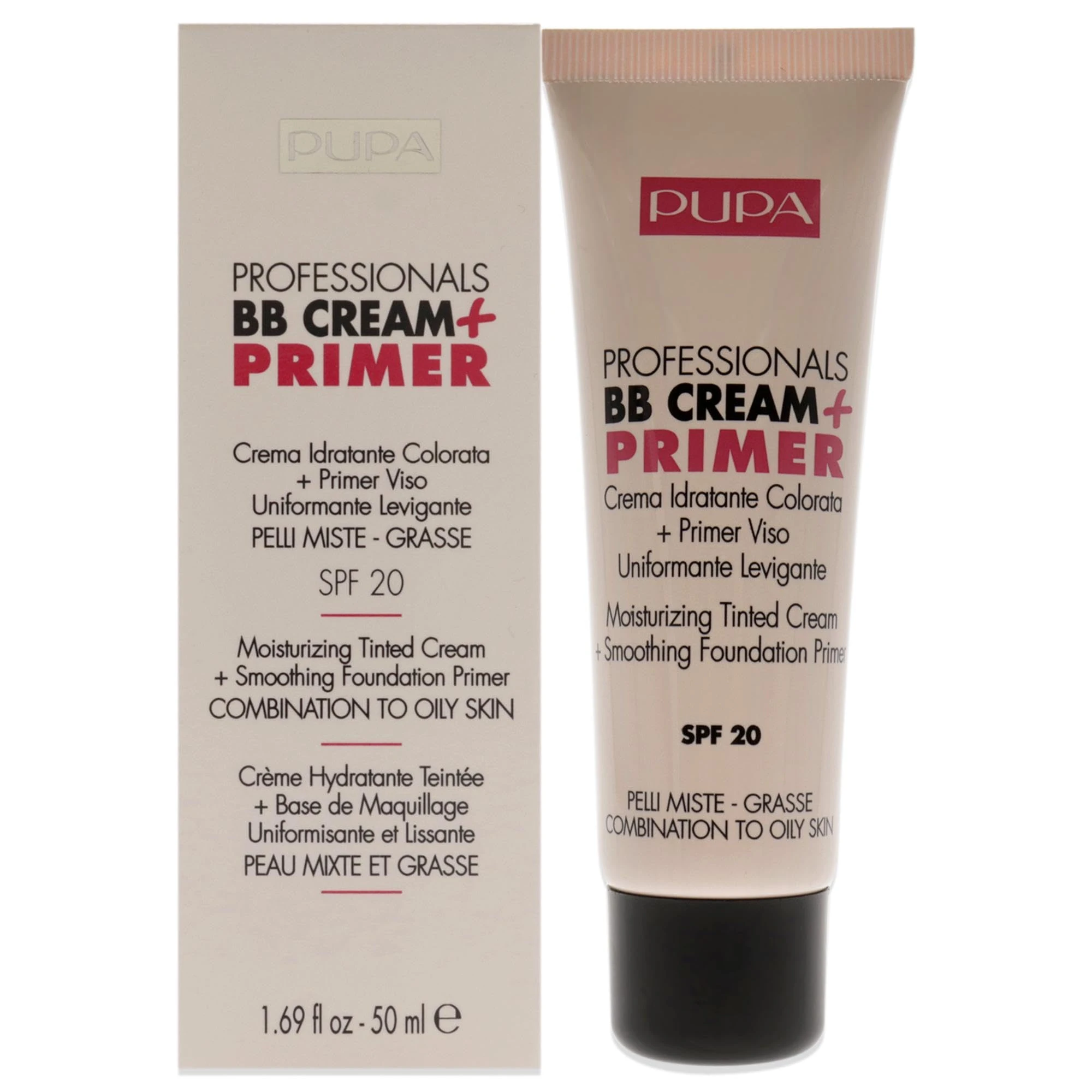 PUPA Milano Professionals BB Cream + Primer, Combination - Oily Skin, Light-Medium 50 ml