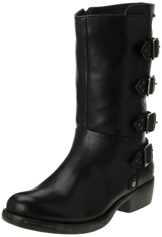 Pepe Jeans Womens Dietrich Buckles Biker Boots PLS50018 Black 6 UK, 39 EU