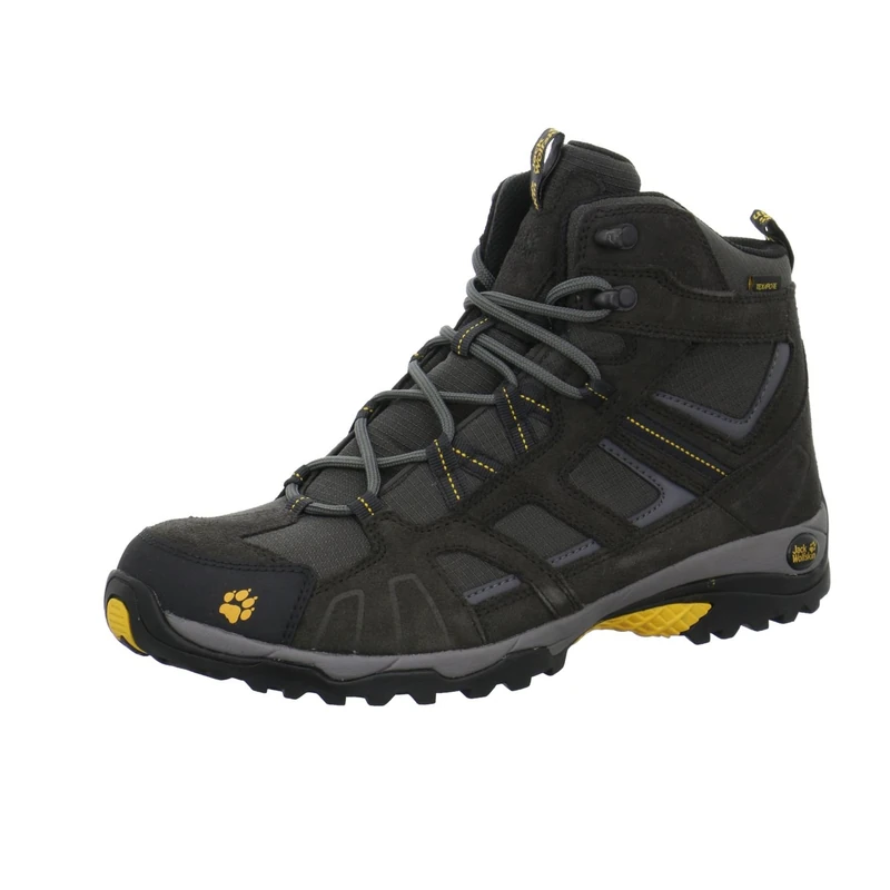 Jack Wolfskin Vojo Hike Mid Texapore Men, Mens Trekking and Hiking Boots, Black (Burly Yellow 3800), 8.5 UK