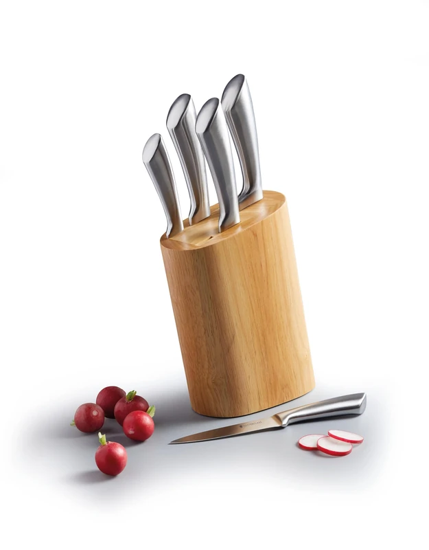 MasterClass Cortes 5-Piece Stainless Steel Knife Set and Knife Block - Image 1