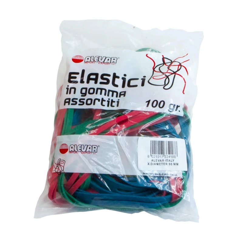 Alevar X-Bands Office Rubber Bands Cross Elastic Bands Diameter 90mm Thickness 11x1.5mm Assorted Colours 1kg Pack