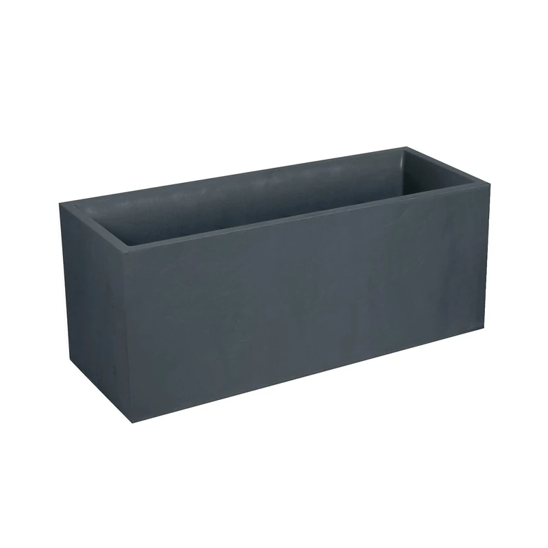 EDA Plastics Planter VOLCANIA "stone decor" anthracite gray - 99.5 x 39 x 43