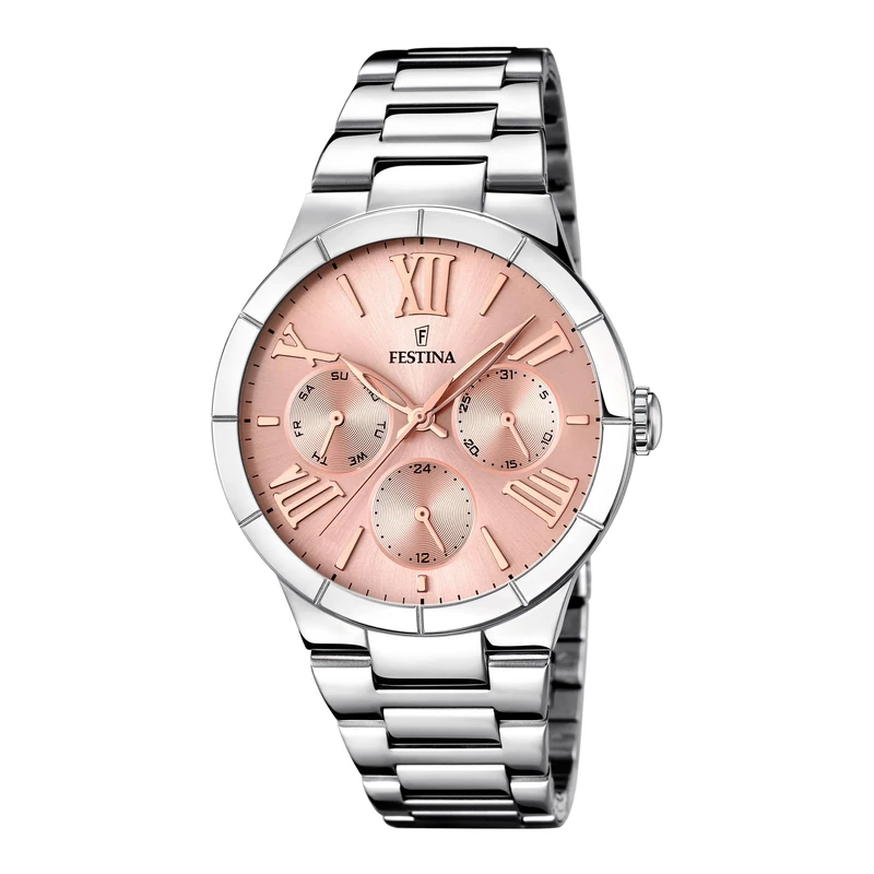 Festina Women's Quartz Watch with White Dial Analogue Display and Silver Stainless Steel Bracelet F16716/1