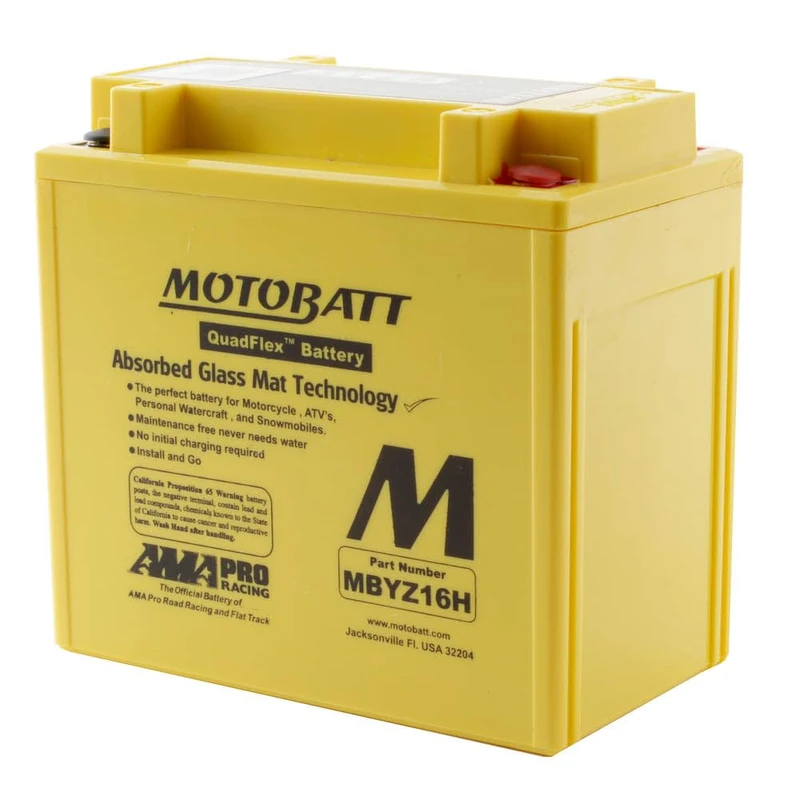 Motobatt Battery MBYZ16H 12v 16AH CCA:240A YTX14BS YTX14LBS L:151mm x H:145mm x W:87mm