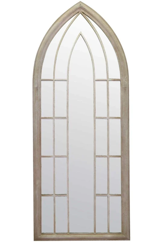 MirrorOutlet New Large Gothic Designed Arched Outside Garden Wall Mirror 4ft11 x 2ft, Silver, 150x61,GMA012