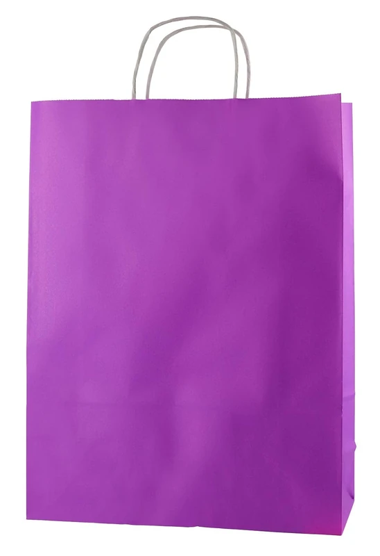 Thepaperbagstore 100 Purple Large Paper Bags With Handles - 32x12x41cm - Colourful Paper Gift Bags for Adults and Kids - for Shopping, Party, Retail, Birthdays and Weddings