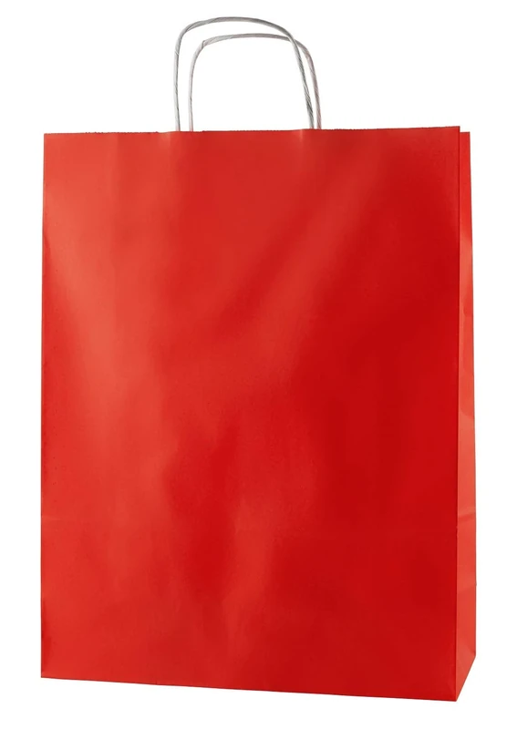 Thepaperbagstore 100 Red Large Paper Bags With Handles - 32x12x41cm - Colourful Paper Gift Bags for Adults and Kids - for Shopping, Party, Retail, Birthdays and Weddings
