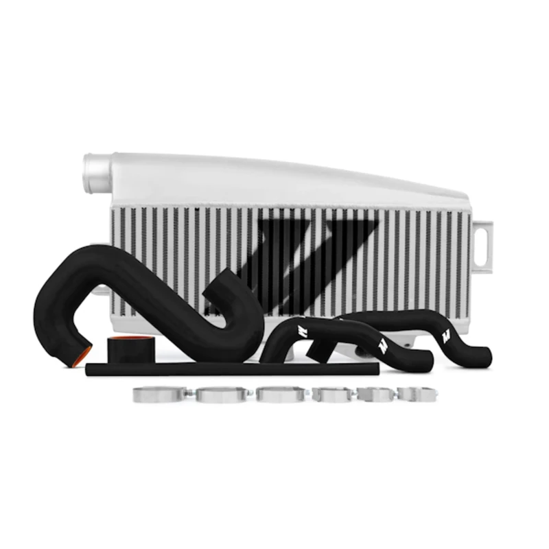 Mishimoto MMTMIC-WRX-01SLBK Performance Top-Mount Intercooler Kit fits Subaru WRX/STI Silver Cooler Black Hose 2002-2007