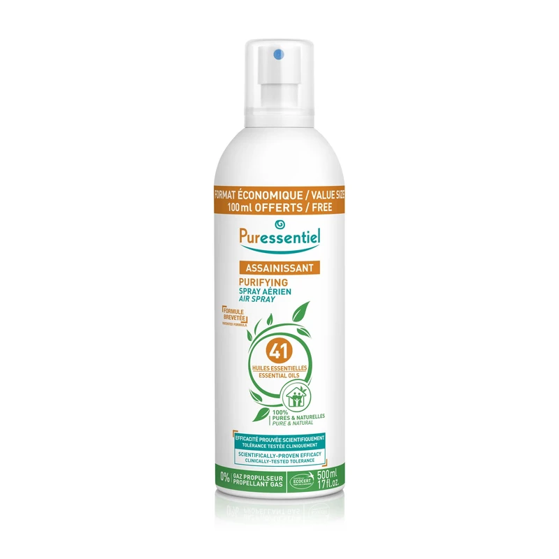 Puressentiel Purifying Air Spray 500 ml - 100% Natural Room Spray - Air Purifier - Air Freshener - Odour Eliminator - Organic Essential Oils - For Your Home, Car & Office - Image 1