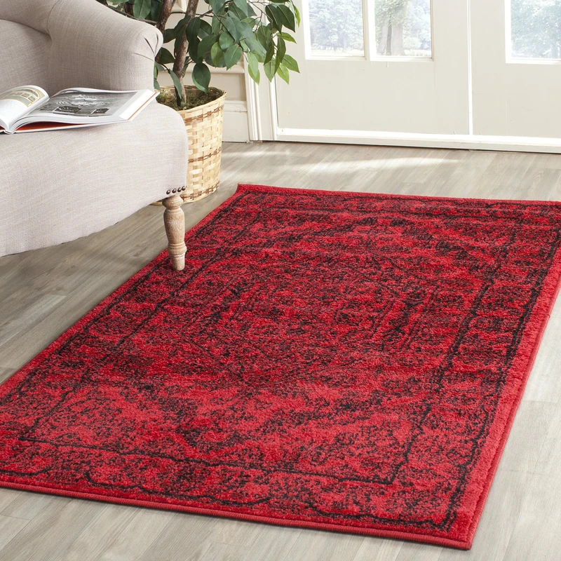 Safavieh Medallion Indoor Woven Rectangle Area Rug, Adirondack Collection, ADR108, in Red / Black, 91 X 152 cm for Living Room, Bedroom or Any Indoor Space