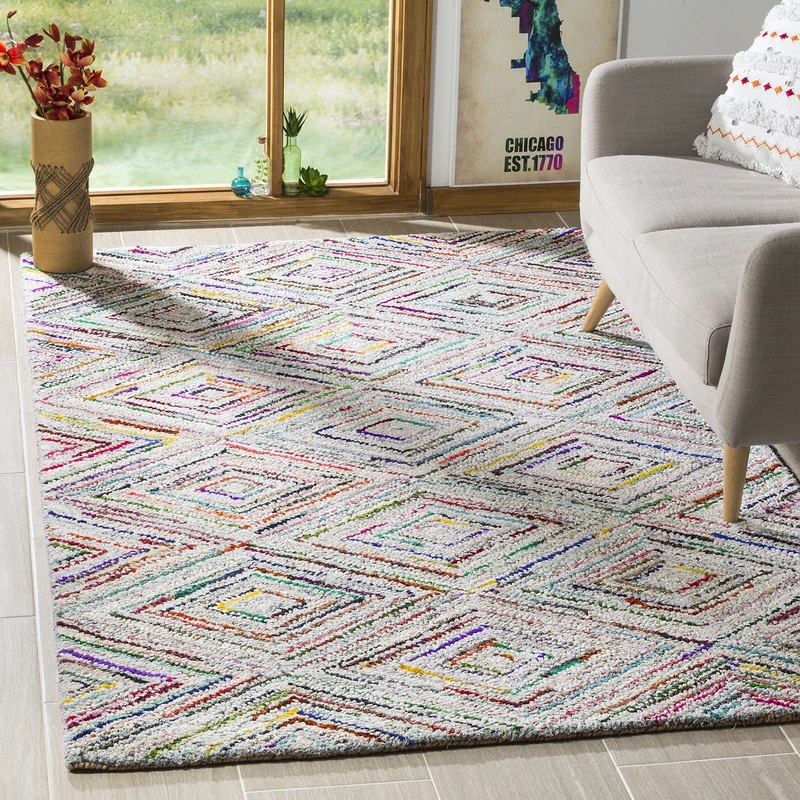 Safavieh Transitional Indoor Hand Tufted Rectangle Area Rug, Nantucket Collection, NAN314, in Multi, 152 X 244 cm for Living Room, Bedroom or Any Indoor Space