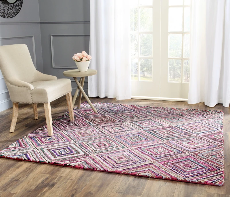 Safavieh Transitional Indoor Hand Tufted Square Area Rug, Nantucket Collection, NAN317, in Multi, 122 X 122 cm for Living Room, Bedroom or Any Indoor Space