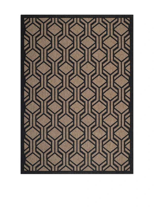 Safavieh Contemporary Indoor/Outdoor Woven Rectangle Area Rug, Courtyard Collection, CY6114, in Brown / Black, 122 X 170 cm for Garden, Patio or Any Outdoor Space