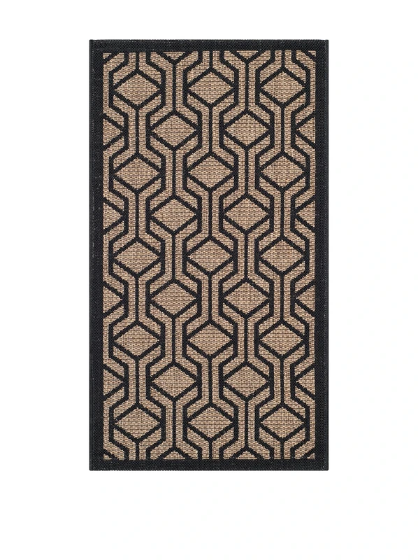 Safavieh Contemporary Indoor/Outdoor Woven Rectangle Area Rug, Courtyard Collection, CY6114, in Brown / Black, 160 X 231 cm for Garden, Patio or Any Outdoor Space
