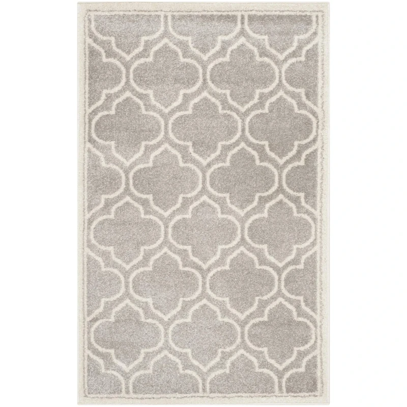 Safavieh Trellis Indoor Woven Accent Area Rug, Amherst Collection, AMT412, in Light Grey / Ivory, 76 X 122 cm for Living Room, Bedroom or Any Indoor Space
