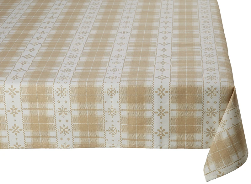 Georges G Galibier TEP039/5-3 Rectangular Tablecloth - Cotton - 250 x 160 cm - Beige Stripes - Image 1