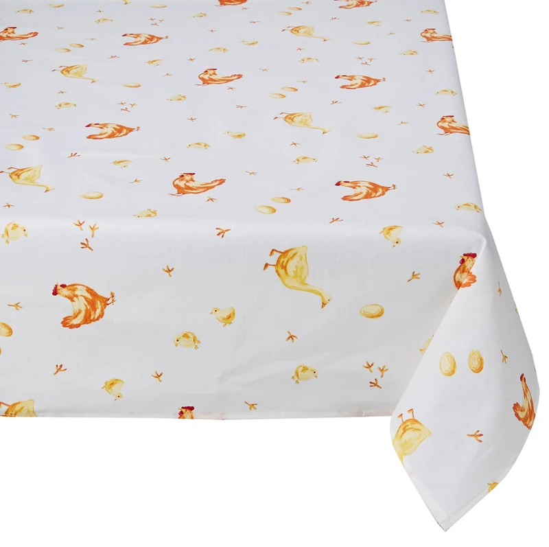 Georges G Les Cocottes The Hens TEP24819/71-3 Tablecloth - Cotton - 250 x 160 cm - Plain White - Image 1