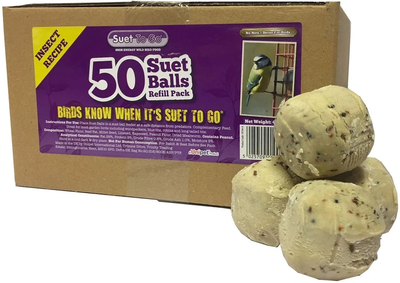 Suet To Go Insect Balls Refill Box Wild Bird Treat, 50 x 90 g