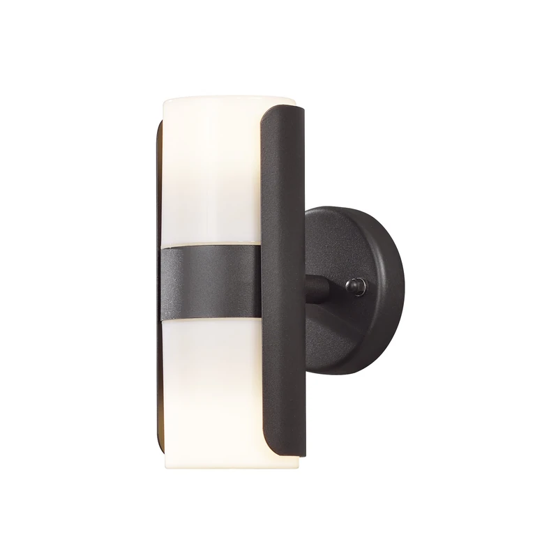 Konstsmide 7522-750 Modena Art Deco Style Up Down Outdoor Wall Light / 2 x 7 W GU10 Max Wall Lamp / Opal-Frosted Acrylic Glass / IP54 / Outside Light Matt Black