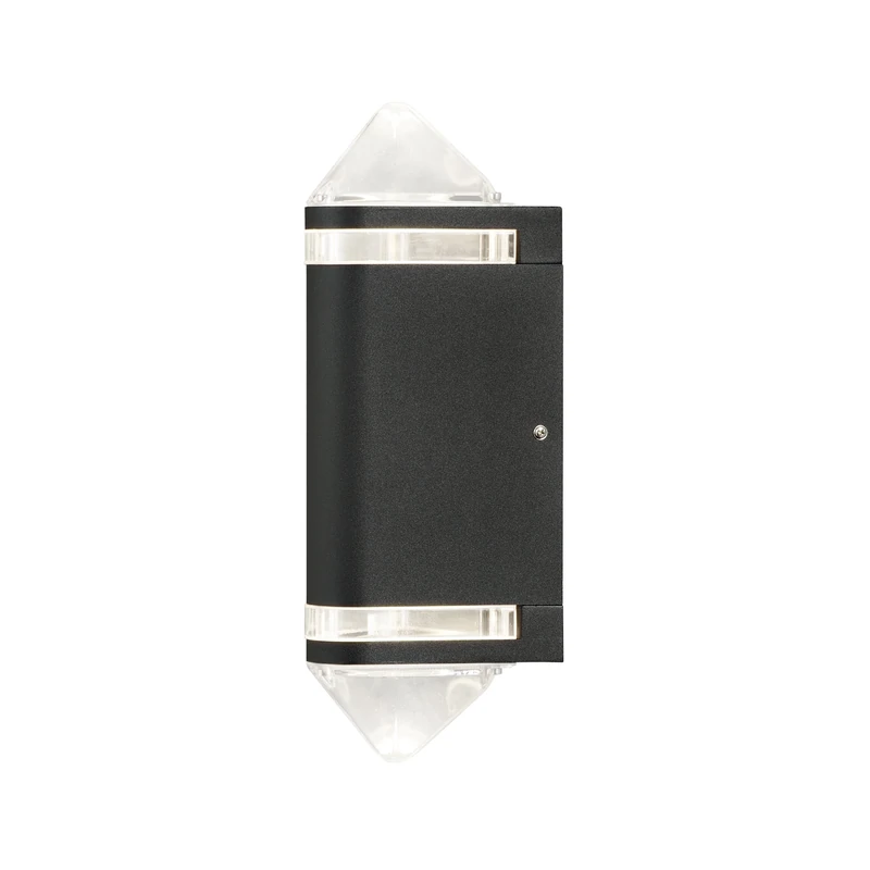 Konstsmide Outdoor Wall Lights/Modena Curve Two Up Down Modern Outdoor Wall Light/2 x 35 W GU10 Max Wall Lamp/Clear Acrylic Glass/Aluminium/IP44/Outside Light Black