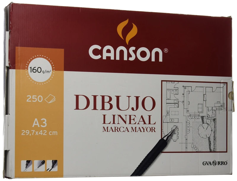 Canson Gvarro Technical Drawing Paper A3, 160 g, Pack of 250 Sheets, Pieces: 1