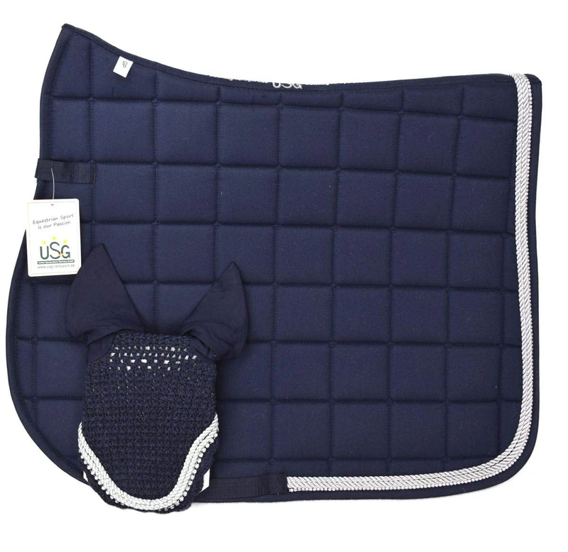 USG Baroness Cotton Saddle Cloth with Glitter Dressage Warm Blood Navy