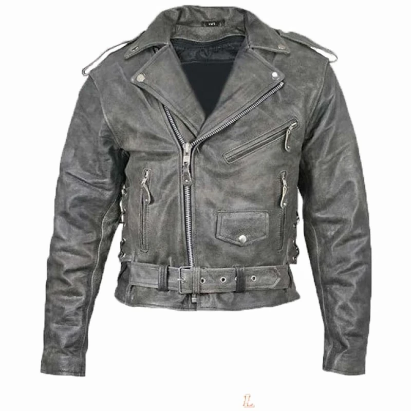 Bikers Gear Australia Classic Vintage Distressed Brando Style Leather Harley Cruiser Jacket with CE 1621-1 Armour (3XL 46" - 116 cm)