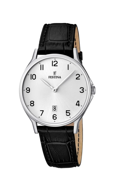 Festina Men's Quartz Watch with White Dial Analogue Display and Black Leather Strap F16745/1