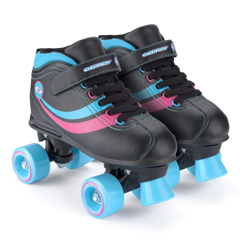 Osprey Disco Quad Roller Skates for Adults and Kids, Retro Roller Boots with ABEC 7 Bearings, UK ADULT 3/EU 35-36, Black