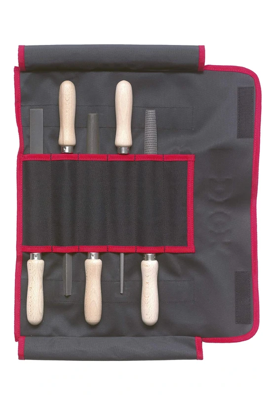 Dick 13092020H Type of Cut 2 Trolley Bag Wood Handles File Set, Multi-Colour, 200 mm, Set of 5 Piece