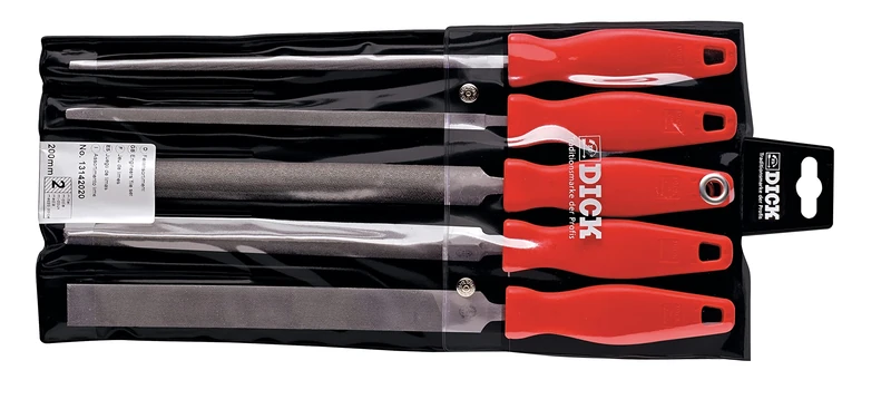 Dick 13142020 File Set with Wood Handles, Multi-Colour, 200 mm, Set of 5 Piece