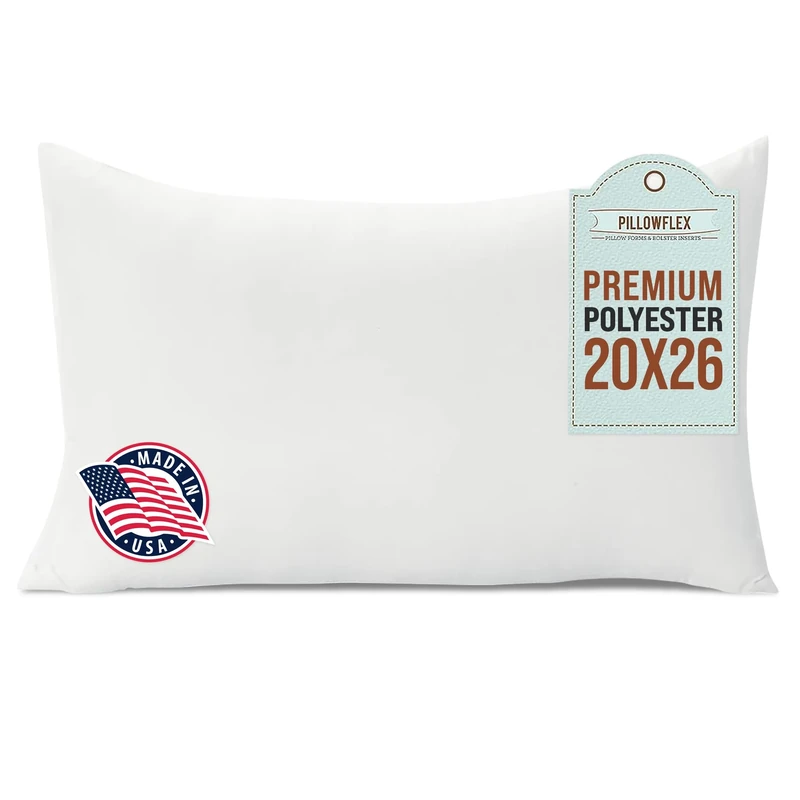 Pillowflex Polyester Filled Machine Washable 50cm x 65cm 20 X 26 - Inch Pillow Form Insert