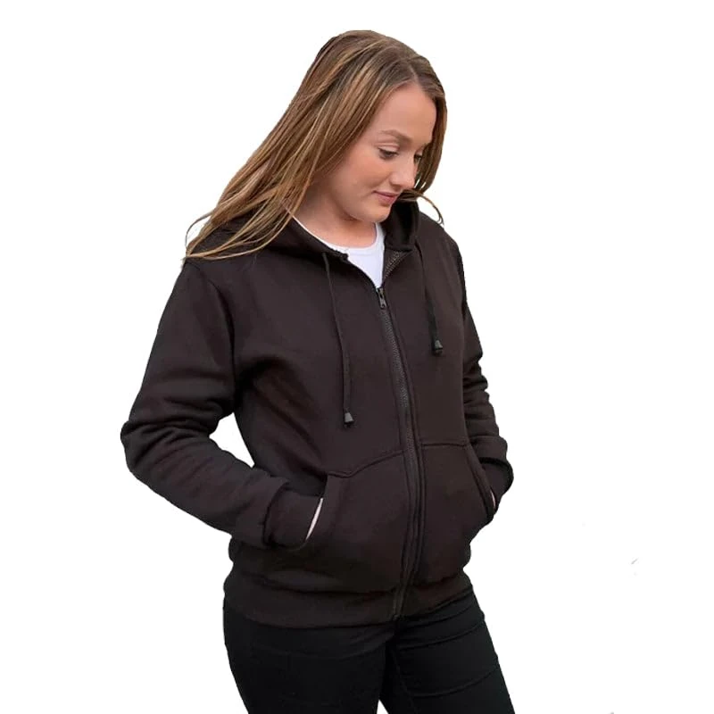 Bikers Gear The Crossfire Ladies Full Kevlar Motorcycle Hoodie Jacket CE Protection, Black, Size 18