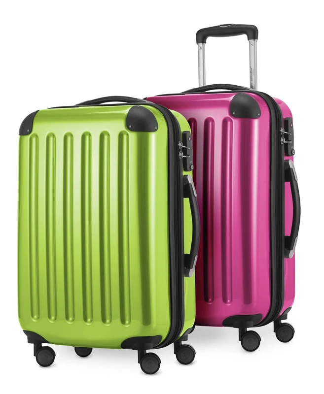 Hauptstadtkoffer® · Two-Piece Hard-Side suitcases Set high Gloss · 2 x Cabin Luggage 45 Liter (55 x 35 x 20 cm) · TSA Combination Lock (applegreen-Pink)