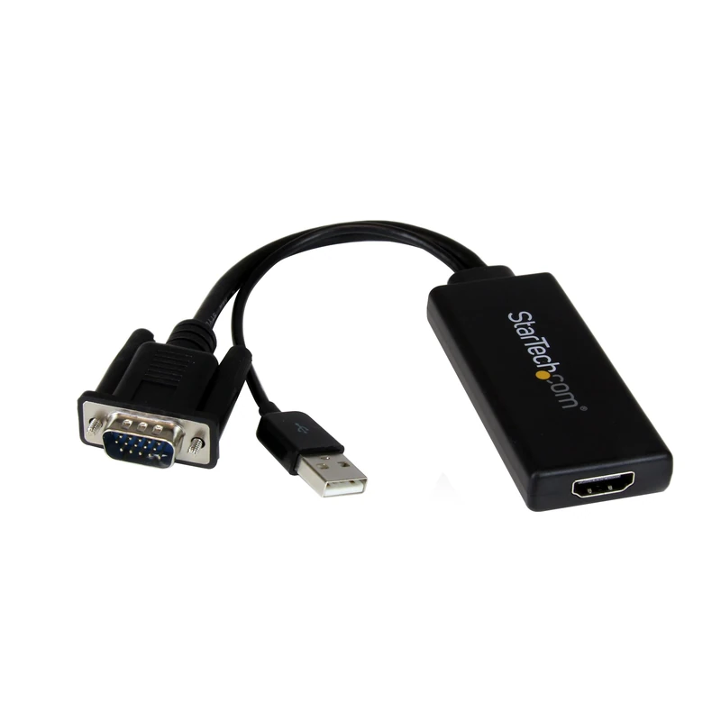 StarTech.com VGA to HDMI Adapter with USB Audio - VGA to HDMI Converter for Your Laptop / PC to HDTV - AV to HDMI Connector (VGA2HDU) - Image 1