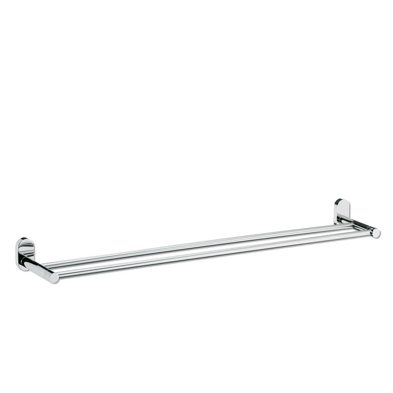 kela towel rail double 75.5cm, towel rail with 2 towel rails, wall mounting, towel rail without drilling, LUCIDO, stainless steel glossy