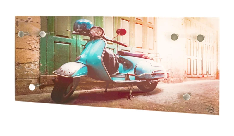 HAKU Möbel Wardrobe Stainless Steel Look, Motif, Metal, Tempered Glass - Size: W 70 cm X H 30 cm X D 5 cm, Style: Modern